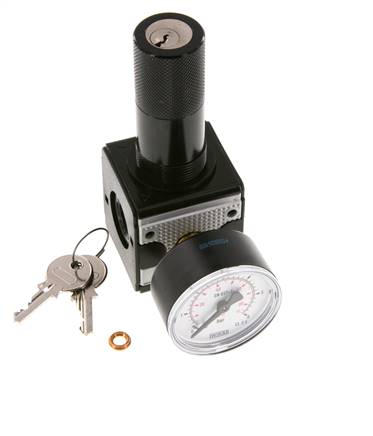 Druckregler G3/8'' 2100l/min 0,1-3,0bar/1-44psi Zylinderschloss Multifix 1