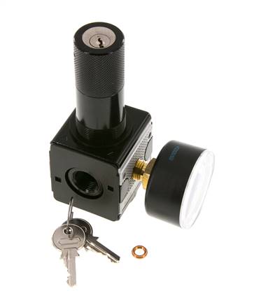 Druckregler G3/8'' 2100l/min 0,1-3,0bar/1-44psi Zylinderschloss Multifix 1