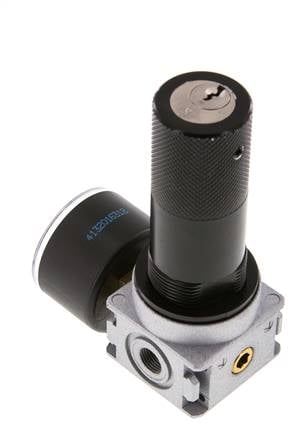 Druckregler G1/8'' 1450l/min 0,5-10,0bar/7-145psi 40 mm Manometer Zylinderschloss Multifix 0