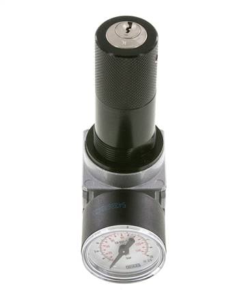 Druckregler G1/4'' 1450l/min 0.2-6.0bar/3-87psi Zinkdruckguss 40 mm Manometer Zylinderschloss Multifix 0