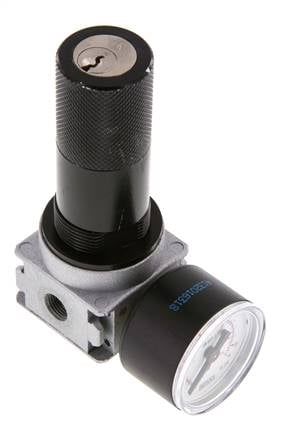 Druckregler G1/8'' 1450l/min 0,5-10,0bar/7-145psi 40 mm Manometer Zylinderschloss Multifix 0