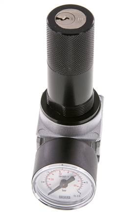 Druckregler G1/4'' 1450l/min 0.1-3.0bar/1-44psi Zinkdruckguss 40 mm Manometer Zylinderschloss Multifix 0