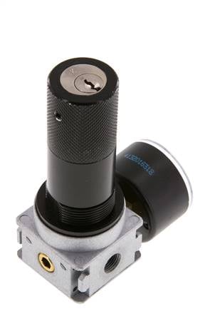 Druckregler G1/8'' 1450l/min 0,5-10,0bar/7-145psi 40 mm Manometer Zylinderschloss Multifix 0