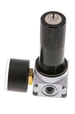 Druckregler G1/4'' 1450l/min 0.1-3.0bar/1-44psi Zinkdruckguss 40 mm Manometer Zylinderschloss Multifix 0