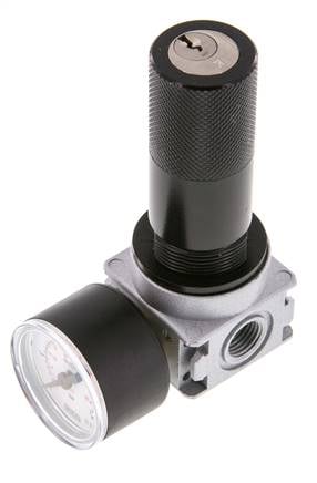 Druckregler G1/4'' 1450l/min 0.1-3.0bar/1-44psi Zinkdruckguss 40 mm Manometer Zylinderschloss Multifix 0