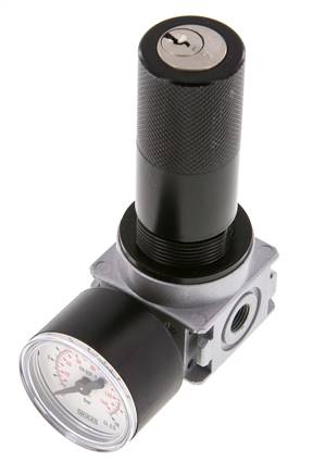 Druckregler G1/8'' 1450l/min 0,2-6,0bar/3-87psi 40 mm Manometer Zylinderschloss Multifix 0
