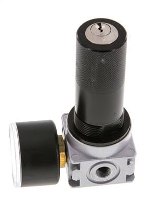 Druckregler G1/8'' 1450l/min 0,2-6,0bar/3-87psi 40 mm Manometer Zylinderschloss Multifix 0