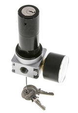 Druckregler für Sammelstückmontage G1/4'' 1450l/min 0.1-3.0bar/1-44psi Zink-Druckguss 40 mm Manometer Zylinderschloss Multifix 0