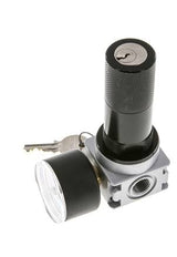 Druckregler für Sammelstückmontage G1/4'' 1450l/min 0.1-3.0bar/1-44psi Zink-Druckguss 40 mm Manometer Zylinderschloss Multifix 0