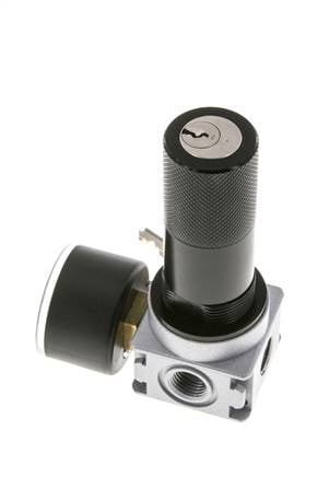 Druckregler für Sammelstückmontage G1/4'' 1450l/min 0.1-3.0bar/1-44psi Zink-Druckguss 40 mm Manometer Zylinderschloss Multifix 0