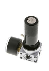 Druckregler für Sammelstückmontage G1/4'' 1450l/min 0.1-3.0bar/1-44psi Zink-Druckguss 40 mm Manometer Zylinderschloss Multifix 0
