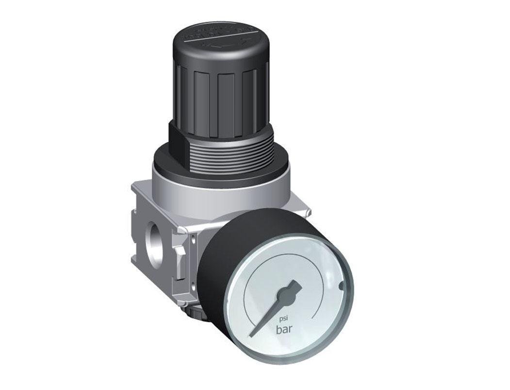 Druckregler für Sammelstückmontage G1/4'' 1450l/min 0.1-3.0bar/1-44psi Zink-Druckguss 40 mm Manometer Zylinderschloss Multifix 0