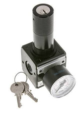 Druckregler für Sammelstückmontage G1/4'' 2250l/min 0.5-10.0bar/7-145psi Zinkdruckguss 40 mm Manometer Zylinderschloss Multifix 1