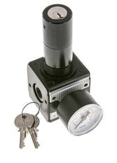 Druckregler für Sammelstückmontage G1/4'' 2250l/min 0.1-3.0bar/1-44psi Zinkdruckguss 40 mm Manometer Zylinderschloss Multifix 1