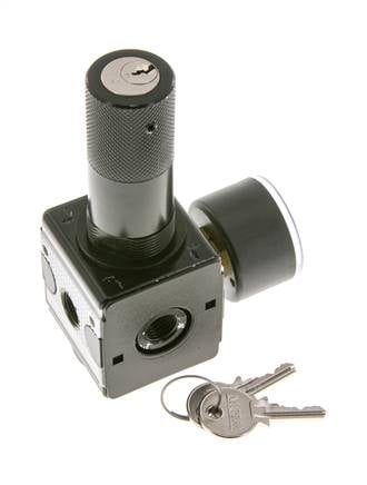 Druckregler für Sammelstückmontage G1/4'' 2250l/min 0.5-16.0bar/7-232psi Zink-Druckguss 40 mm Manometer Zylinderschloss Multifix 1