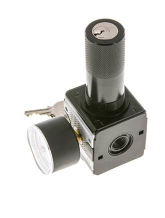 Druckregler für Sammelstückmontage G1/4'' 2250l/min 0.5-16.0bar/7-232psi Zink-Druckguss 40 mm Manometer Zylinderschloss Multifix 1