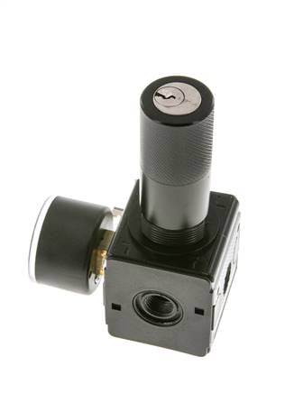 Druckregler für Sammelstückmontage G1/4'' 2250l/min 0.2-6.0bar/3-87psi Zinkdruckguss 40 mm Manometer Zylinderschloss Multifix 1