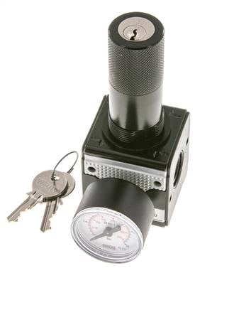 Druckregler für Sammelstückmontage G1/4'' 2250l/min 0.5-16.0bar/7-232psi Zink-Druckguss 40 mm Manometer Zylinderschloss Multifix 1