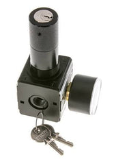 Druckregler für Sammelstückmontage G1/4'' 2250l/min 0.1-3.0bar/1-44psi Zinkdruckguss 40 mm Manometer Zylinderschloss Multifix 1