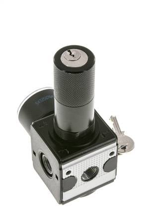 Druckregler für Sammelstückmontage G1/4'' 2250l/min 0.5-10.0bar/7-145psi Zinkdruckguss 40 mm Manometer Zylinderschloss Multifix 1