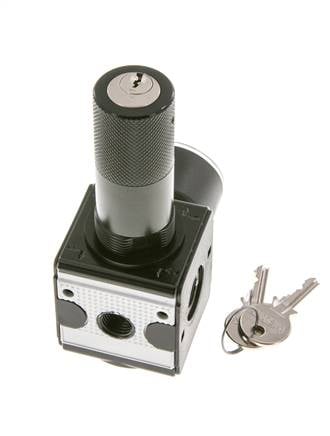 Druckregler für Sammelstückmontage G1/4'' 2250l/min 0.5-16.0bar/7-232psi Zink-Druckguss 40 mm Manometer Zylinderschloss Multifix 1