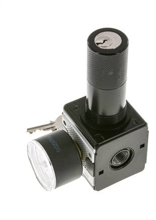 Druckregler für Sammelstückmontage G1/4'' 2250l/min 0.5-10.0bar/7-145psi Zinkdruckguss 40 mm Manometer Zylinderschloss Multifix 1