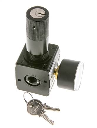 Druckregler für Sammelstückmontage G1/4'' 2250l/min 0.5-16.0bar/7-232psi Zink-Druckguss 40 mm Manometer Zylinderschloss Multifix 1