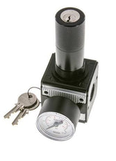 Druckregler für Sammelstückmontage G1/4'' 2250l/min 0.1-3.0bar/1-44psi Zinkdruckguss 40 mm Manometer Zylinderschloss Multifix 1