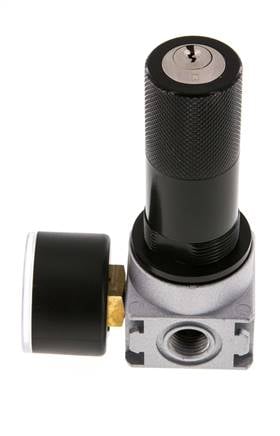 Druckregler G1/4'' 600l/min 0,1-3,0bar/1-44psi 40 mm Manometer Zylinderschloss Multifix 0