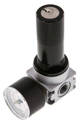 Druckregler G1/4'' 600l/min 0,1-3,0bar/1-44psi 40 mm Manometer Zylinderschloss Multifix 0