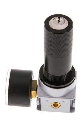 Druckregler G1/8'' 600l/min 0,5-10,0bar/7-145psi 40 mm Manometer Zylinderschloss Multifix 0