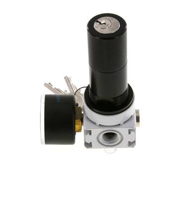 Druckregler G1/4'' 700l/min 0,2-6,0bar/3-87psi 40 mm Manometer Zylinderschloss Multifix 0