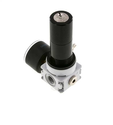 Druckregler G1/4'' 700l/min 0,2-6,0bar/3-87psi 40 mm Manometer Zylinderschloss Multifix 0