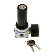 Druckregler G1/4'' 700l/min 0,2-6,0bar/3-87psi 40 mm Manometer Zylinderschloss Multifix 0