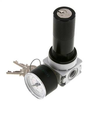 Druckregler G1/4'' 700l/min 0,1-3,0bar/1-44psi 40 mm Manometer Zylinderschloss Multifix 0