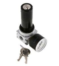Druckregler G1/4'' 700l/min 0,2-6,0bar/3-87psi 40 mm Manometer Zylinderschloss Multifix 0