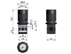 Druckregler G1/4'' 2100l/min 0.2-6.0bar/3-87psi Zinkdruckgussknopf mit Manometer Multifix 1