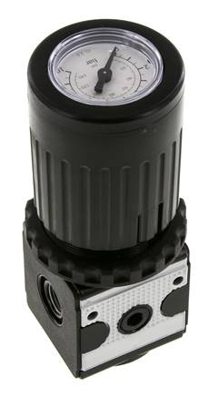 Druckregler G1/4'' 2100l/min 0.2-6.0bar/3-87psi Zinkdruckgussknopf mit Manometer Multifix 1