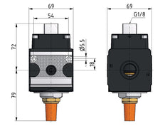3/2 Ventil G1/2 pneumatisch betrieben 4000 l/min Multifix 2