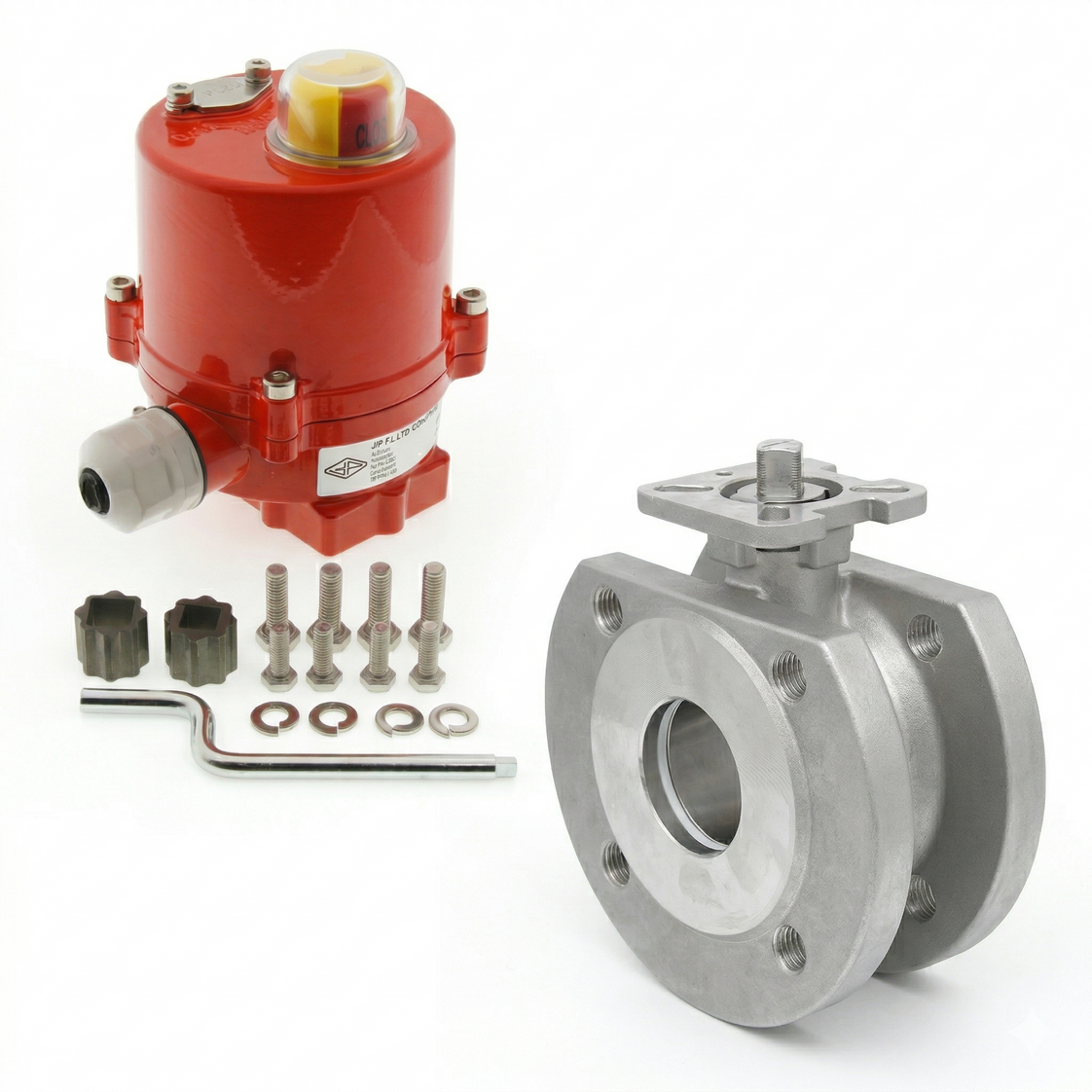 DN15 PN40 1-teiliger geflanschter 2-Wege Edelstahl-Kugelhahn mit elektrischem Antrieb 12 V AC/DC