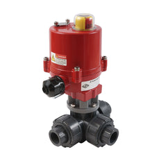 G2'' 3-Wege PVC elektrischer Kugelhahn L-Bohrung 24 V AC/DC PTFE/EPDM