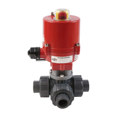 Klebemuffe 50 mm L-Port 3-Wege PVC Elektrisches Kugelventil 12 V AC/DC PTFE/EPDM
