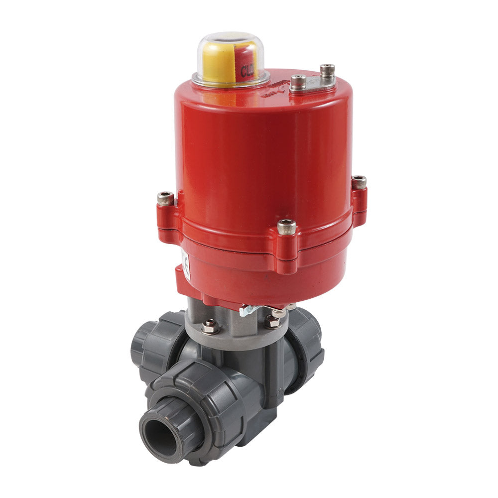 G2'' 3-Wege PVC elektrischer Kugelhahn L-Bohrung 24 V AC/DC PTFE/EPDM