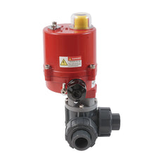 G2'' 3-Wege PVC elektrischer Kugelhahn L-Bohrung 12 V AC/DC PTFE/EPDM