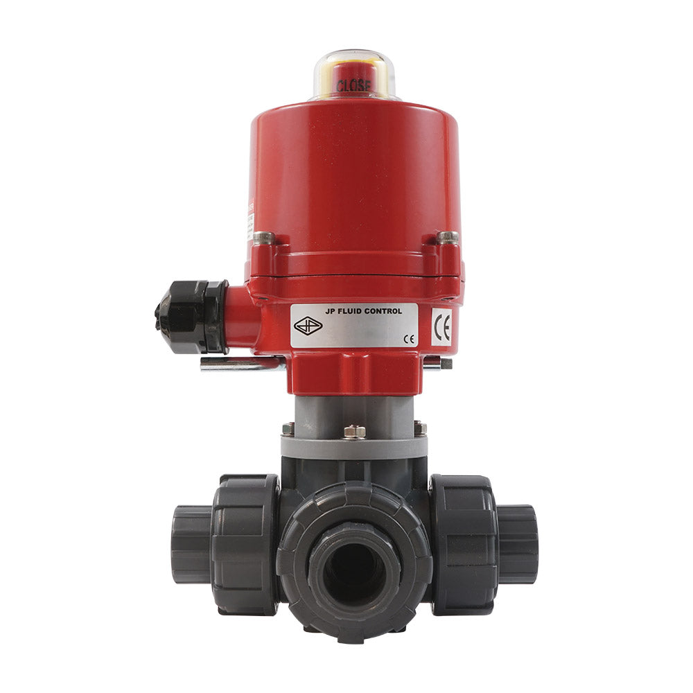 63mm Klebemuffe 3-Wege PVC elektrischer Kugelhahn L-Bohrung 24 V AC/DC PTFE/EPDM