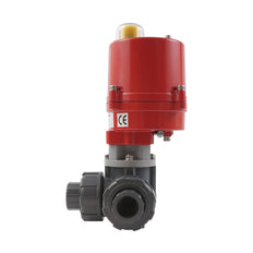 20mm Klebemuffe 3-Wege PVC elektrischer Kugelhahn T-Bohrung 24 V AC/DC PTFE/EPDM