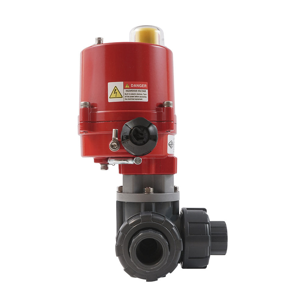 G1'' 3-Wege PVC-Kugelhahn T-Bohrung 12 V AC/DC PTFE/EPDM