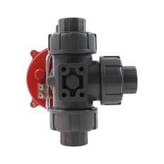 G1-1/4'' 3-Wege PVC-Kugelhahn T-Bohrung 100-240 V AC PTFE/EPDM