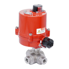 Rp 1/4'' L-Port 3-Wege Edelstahl-Kugelhahn mit elektrischem Antrieb 12 V AC/DC