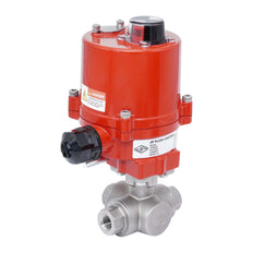 Rp 1/2'' L-Port 3-Wege Edelstahl-Kugelhahn mit elektrischem Antrieb 12 V AC/DC